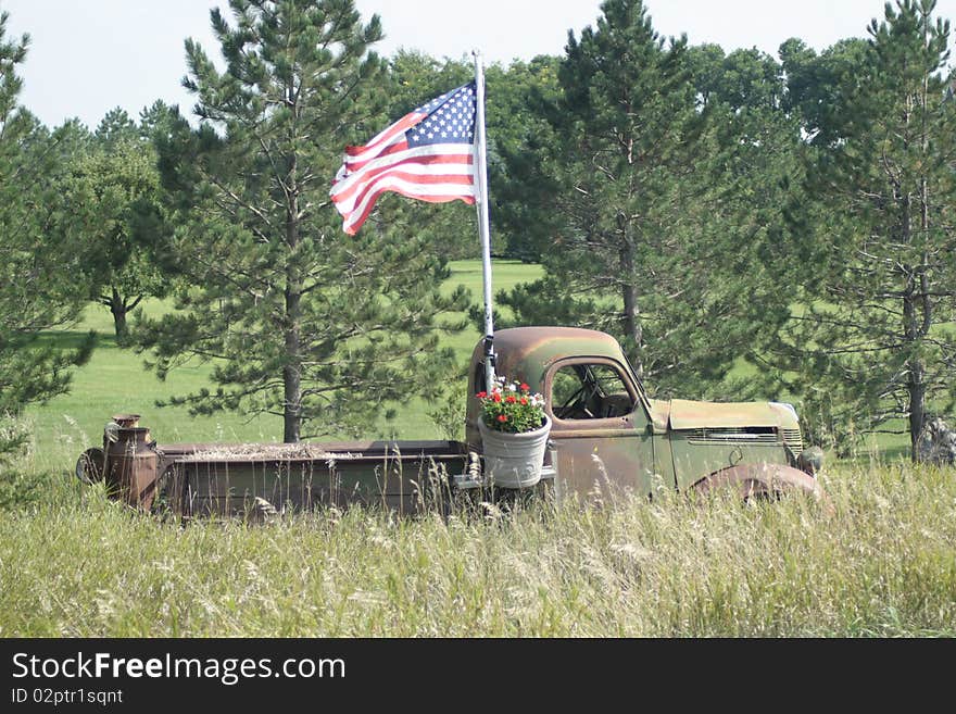 Was a picture of a old truck with a flag!. Was a picture of a old truck with a flag!