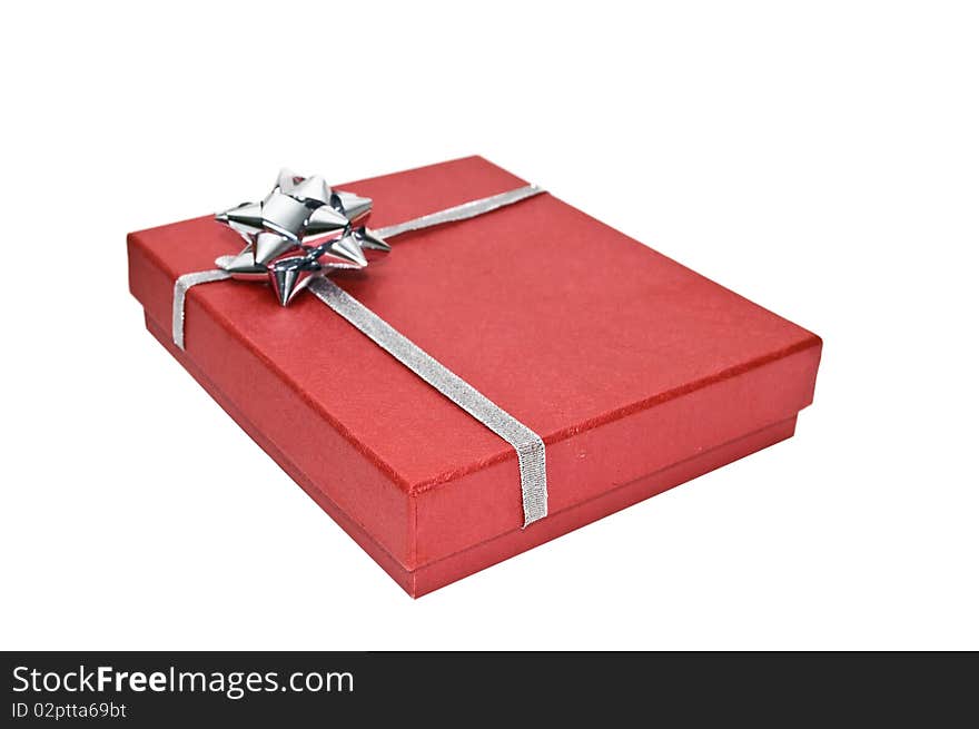 Old gift box isolated on a white background. Old gift box isolated on a white background.