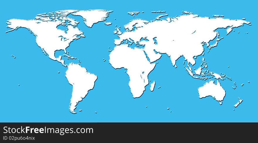 Real detail world map of continents