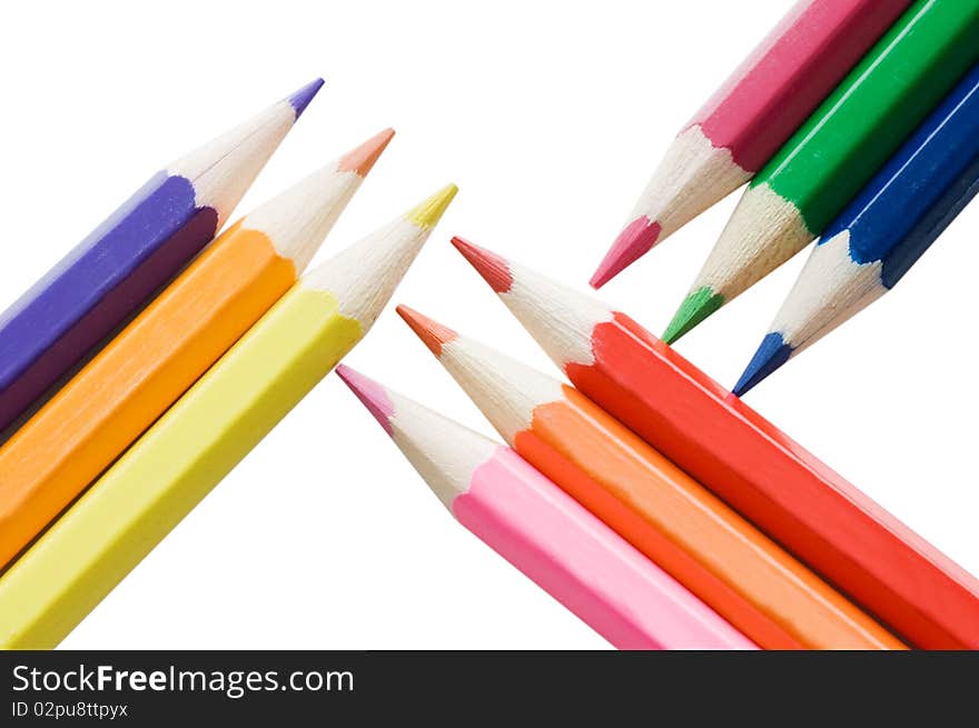 Colour pencils isolated over white