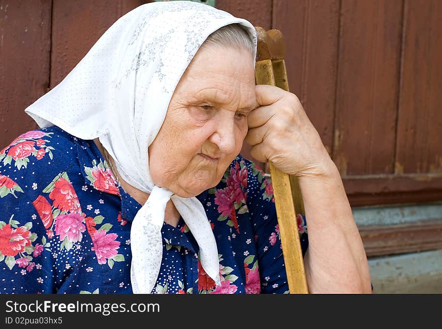 Portrait of the old woman close up