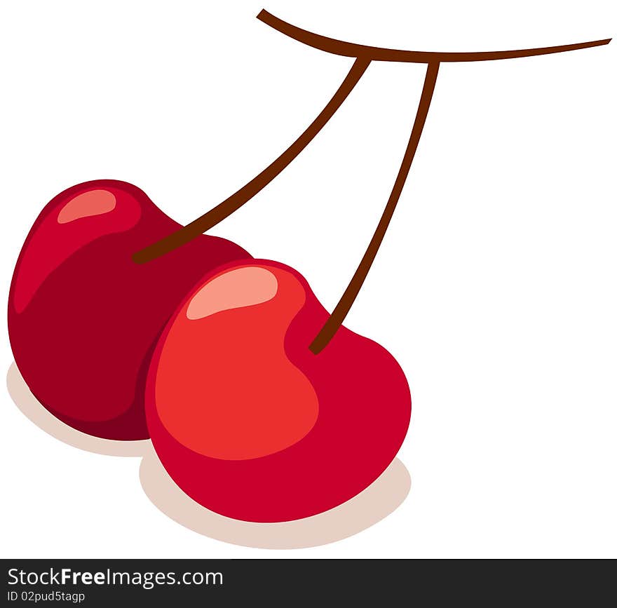 Illustration of isolated red of cherries on white background. Illustration of isolated red of cherries on white background