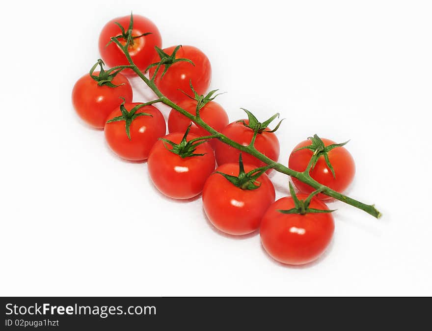 Fresh tomatoes on a white background