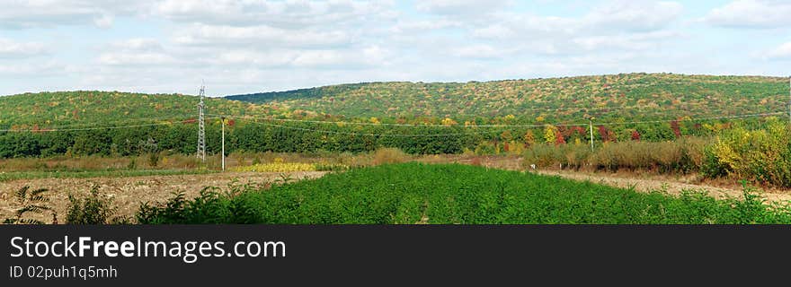 Country side panorama in autumn