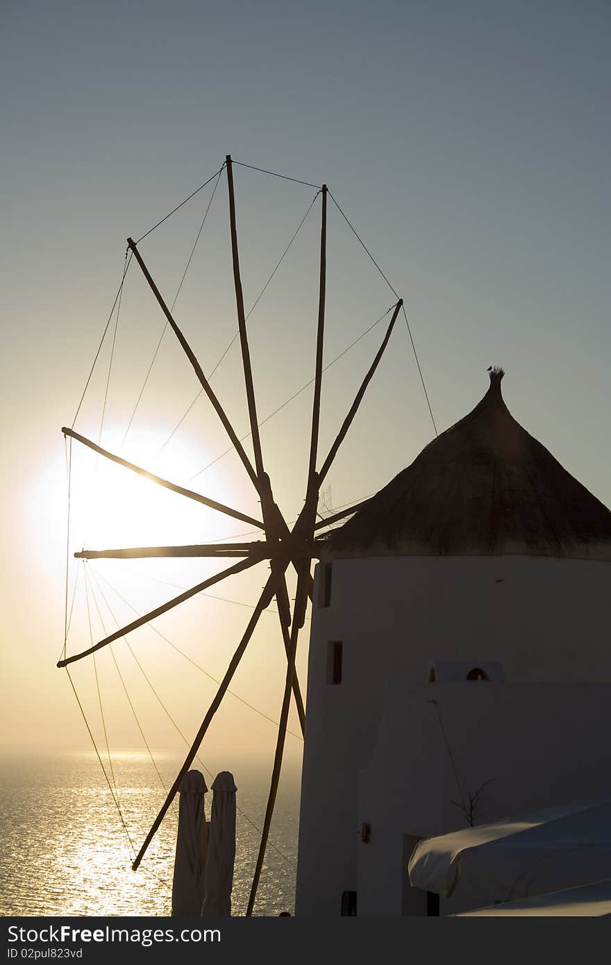 A windmill in a sunset