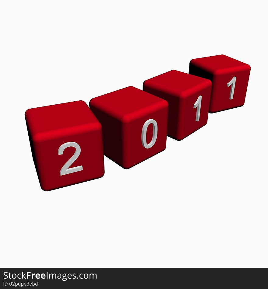 3d illustration of 4 red cubes - new year 2011. 3d illustration of 4 red cubes - new year 2011