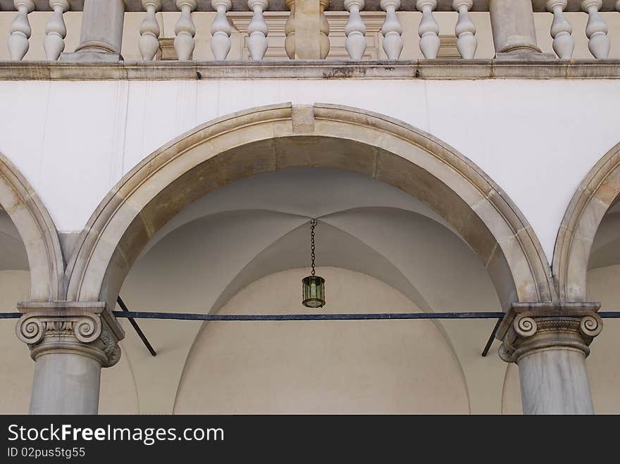 Renaissance arcades. Wawel Royal Castle in Cracow