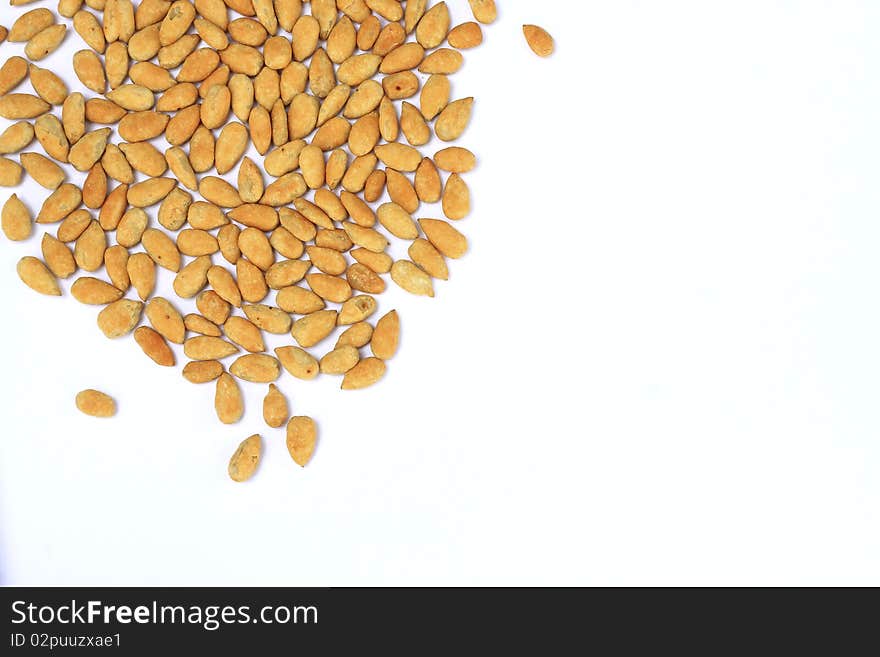 Pile of sunflower seed isolated on white background