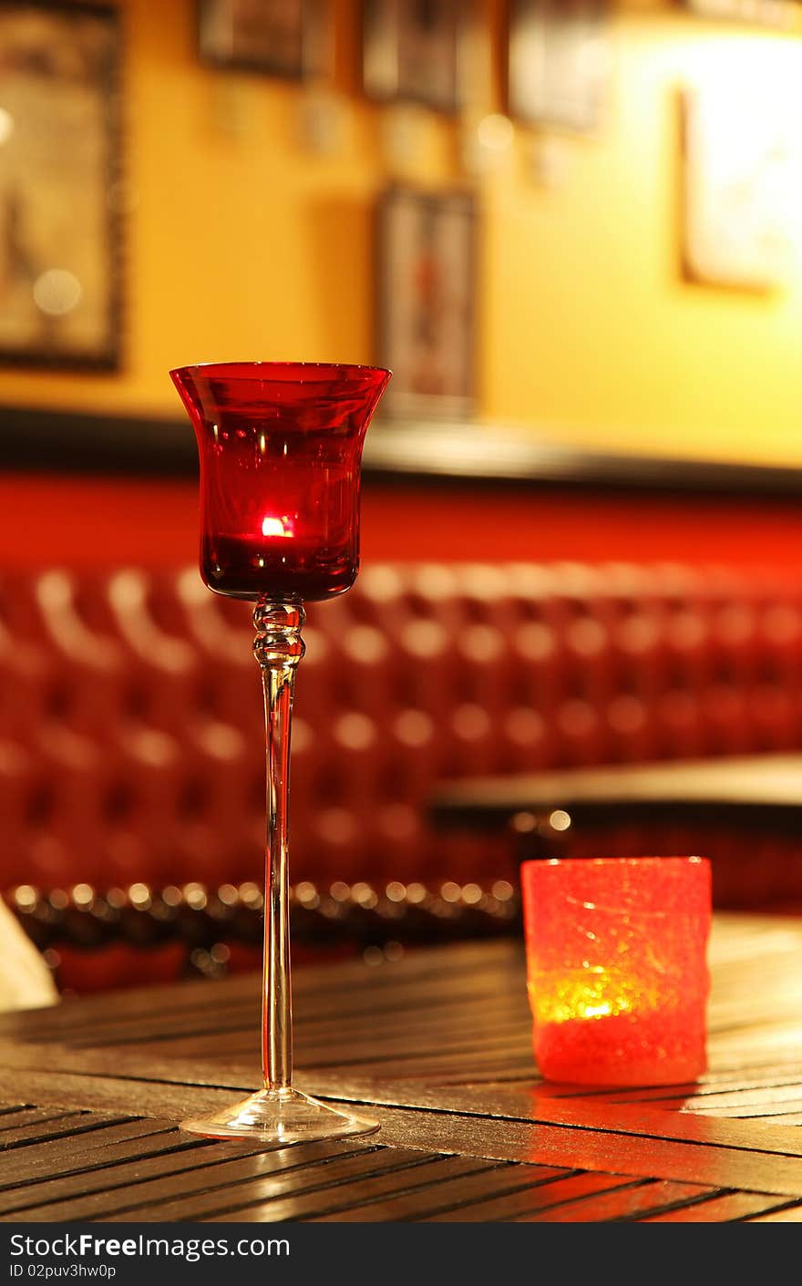 Decorated romantic table with candles