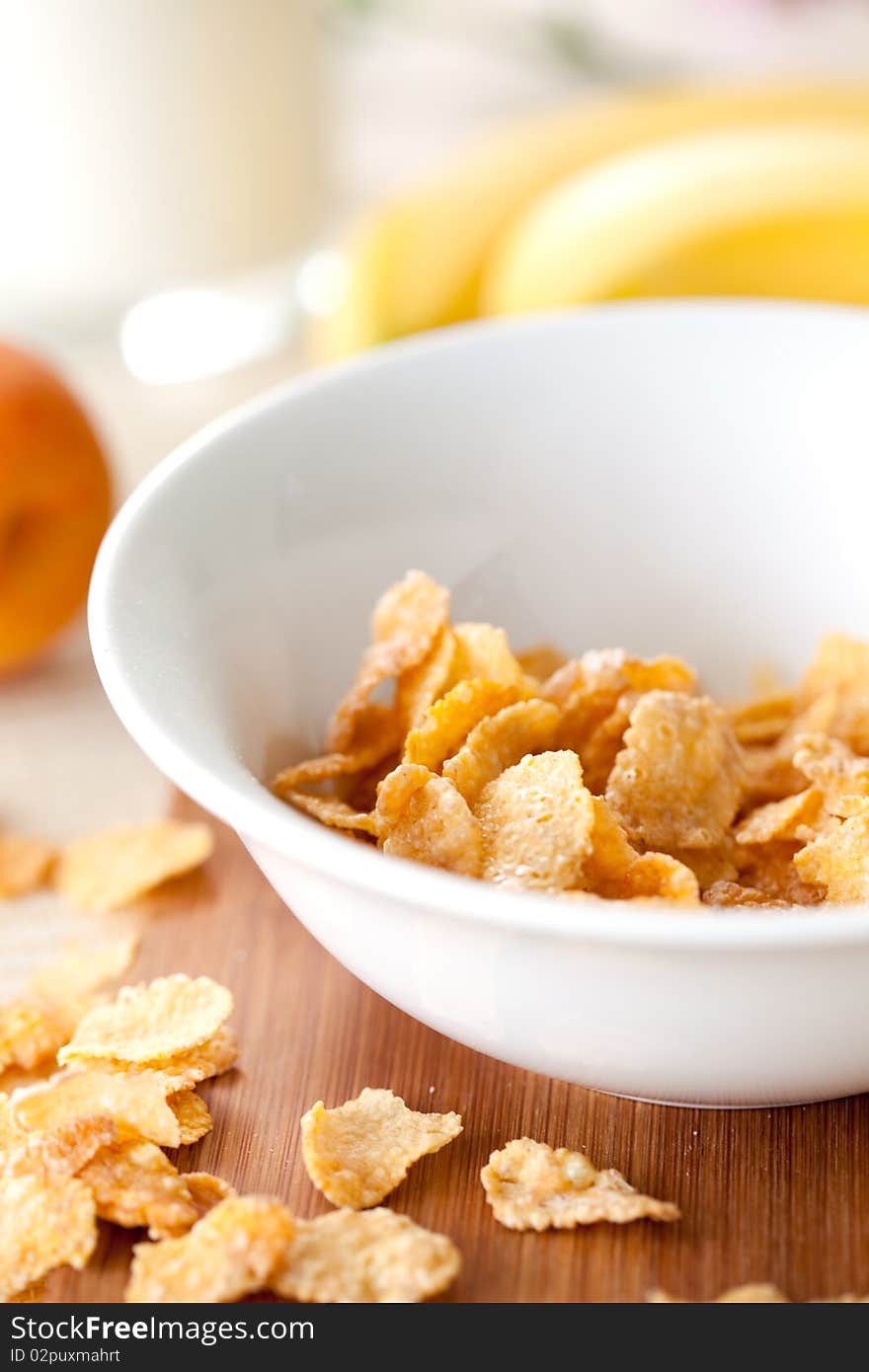 Cornflakes in a white bowl