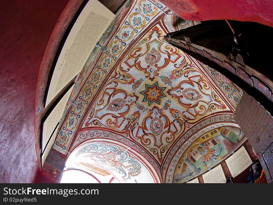 Christian murals at the Rila monastery in Bulgaria