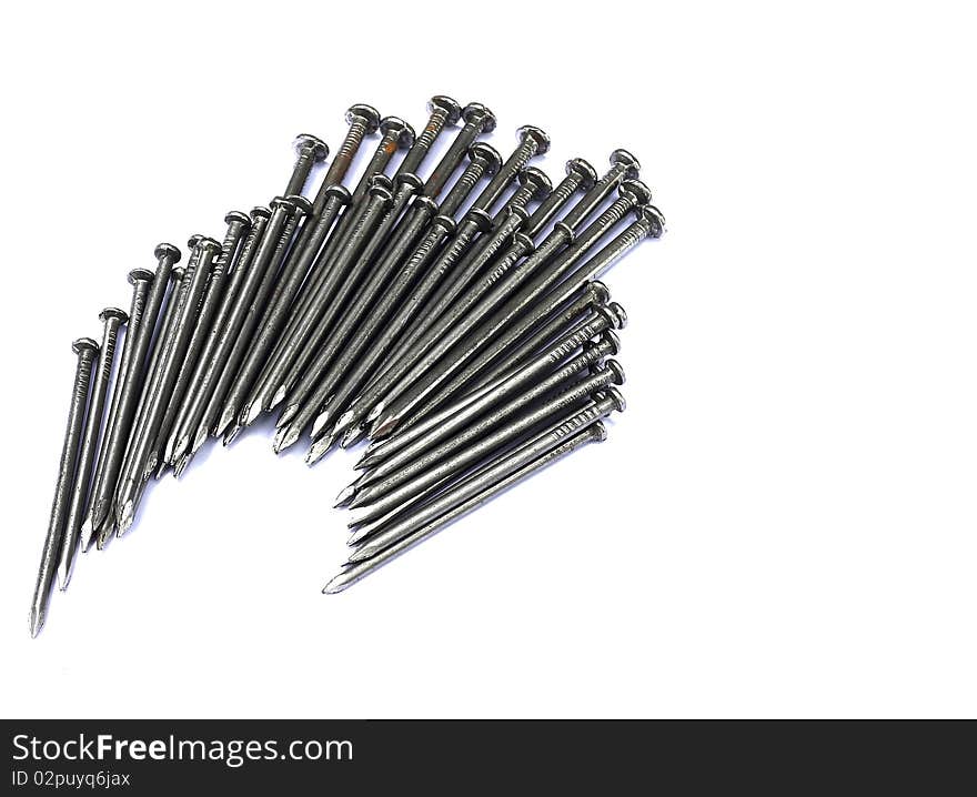 A lot of nails isolated on white background. A lot of nails isolated on white background