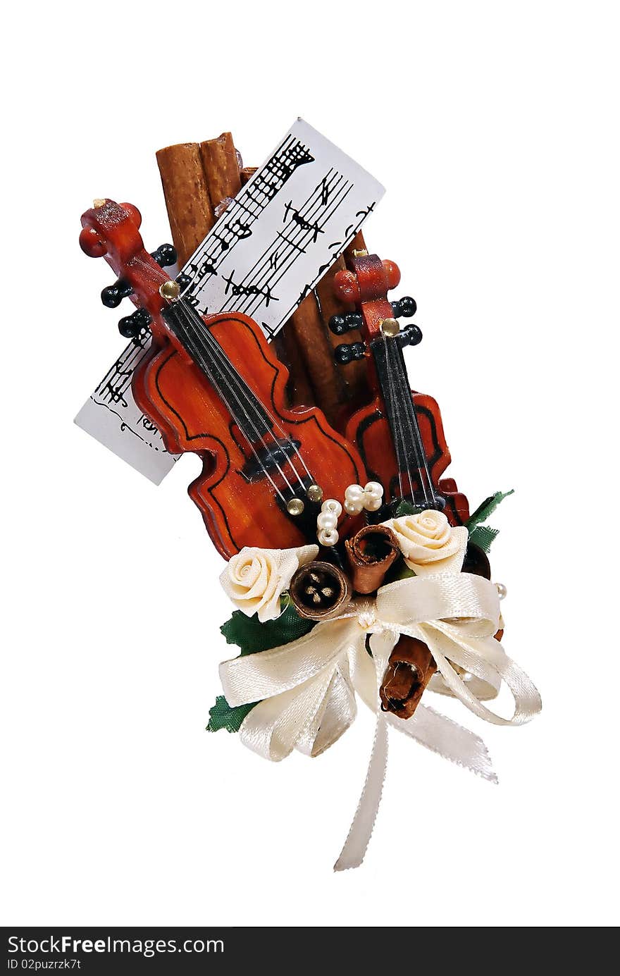 Souvenir in the form of a violin (isolated)