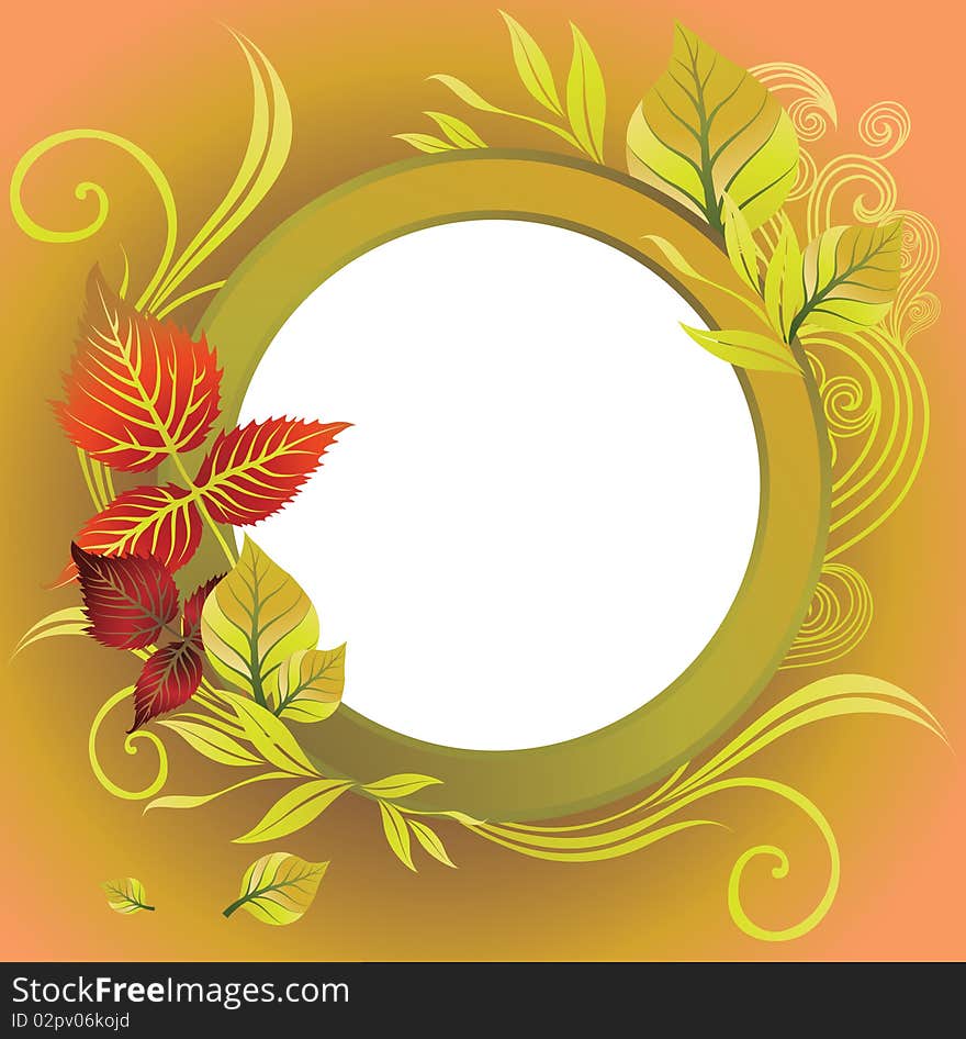 Vector frame with colorful autumn leafs. Thanksgiving