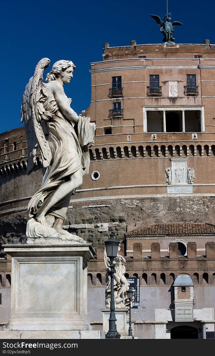 Bernini's marble statue of angel from the Sant'Angelo Bridge in Rome, Italy. Bernini's marble statue of angel from the Sant'Angelo Bridge in Rome, Italy