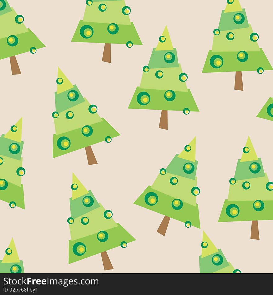 Seamless wallpaper pattern with cute Christmas tree