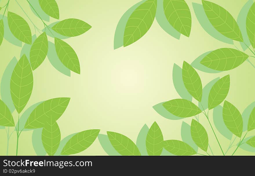 Green background with leaves and space for text