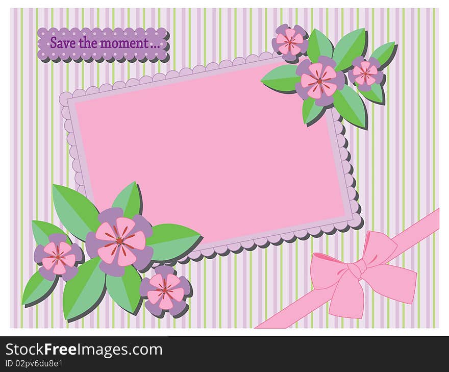 Cute photo-frame with flowers and bow