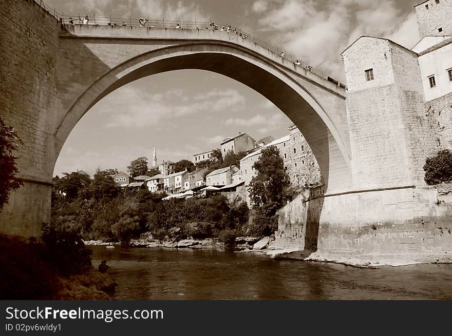 Mostar With The Famous Bridge