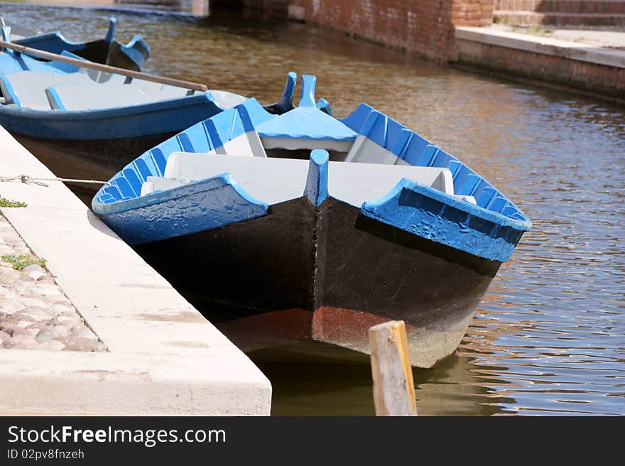 Wooden boats in a canal