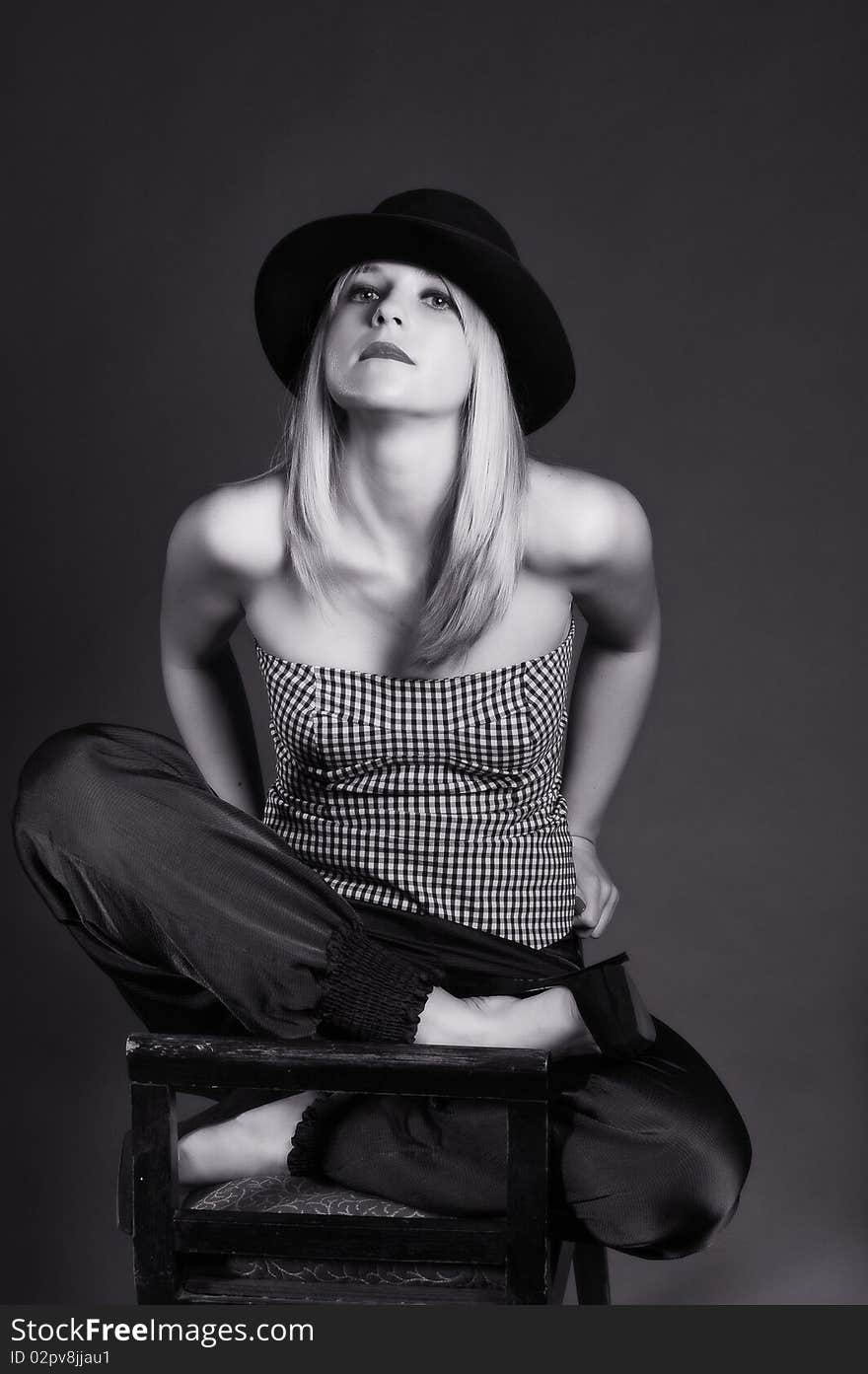 Beautiful blonde woman with hat. Fashion art photo. Beautiful blonde woman with hat. Fashion art photo