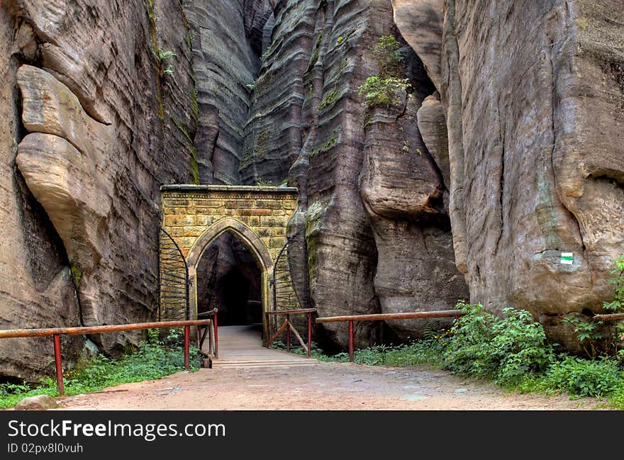 Gate in rocks