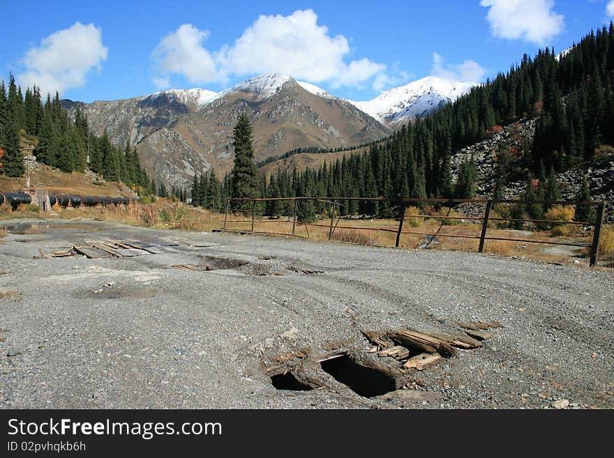 Broken Bridge On Road To Big Almaty Lake