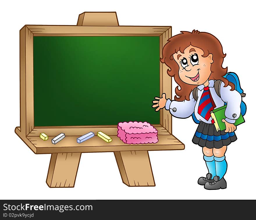 Cartoon girl with chalkboard