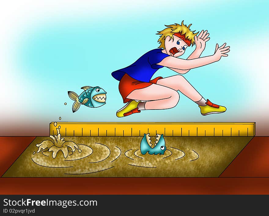 Color illustration of an athlete that meets a small drawback. Color illustration of an athlete that meets a small drawback