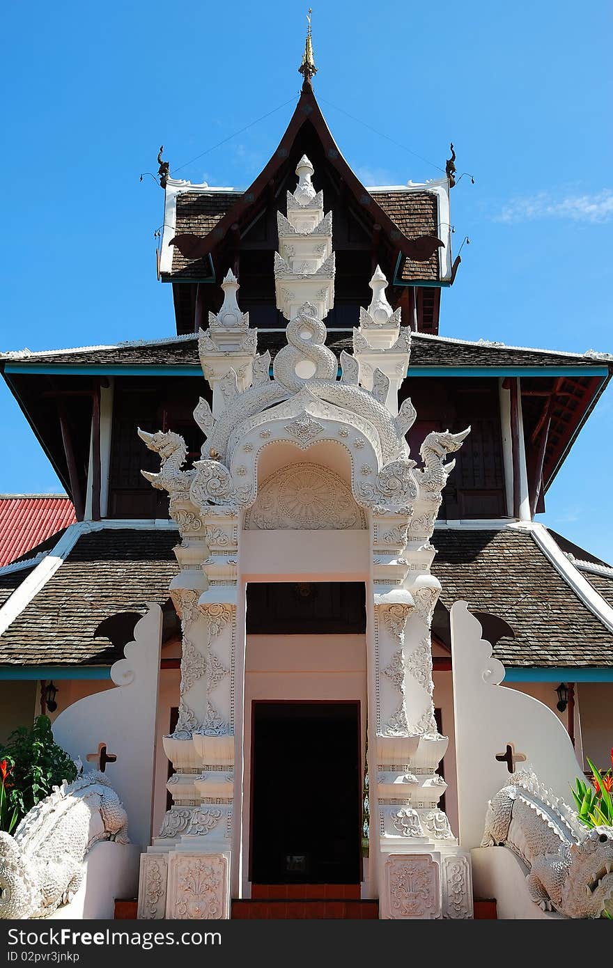 One of buddhist temple Wat Chedi Luang, Chiangmai, Thailand