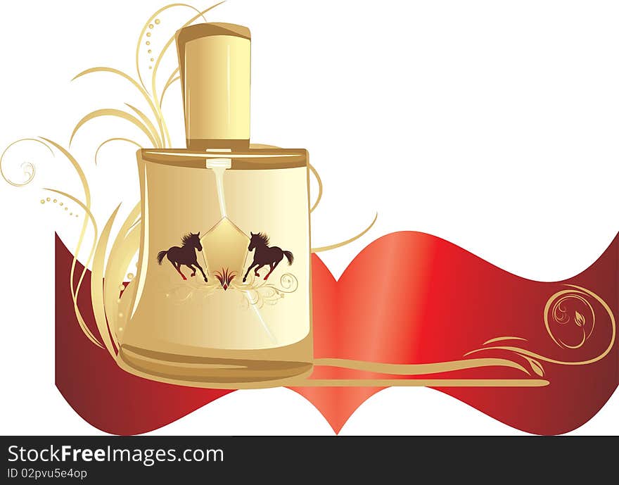 Perfume For Men With Decorative Ornament. Banner