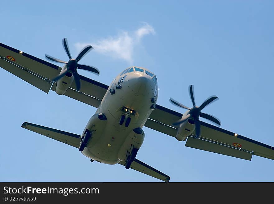 Airplane flying over blue sky