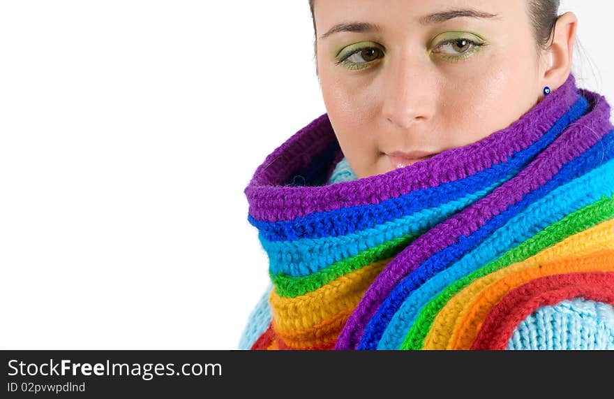 Portrait of a beautiful young girl with scarf