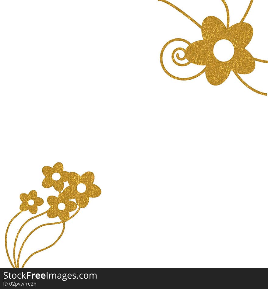 A white background with big gold daisies flowers sihouettes in corners. A white background with big gold daisies flowers sihouettes in corners