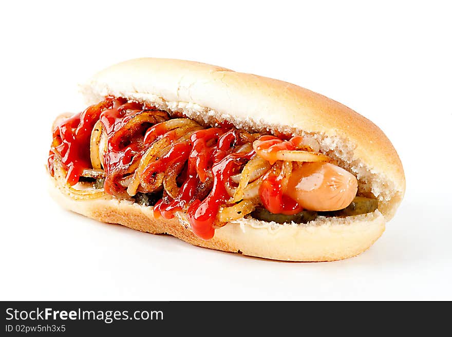 Hot dog with ketchup