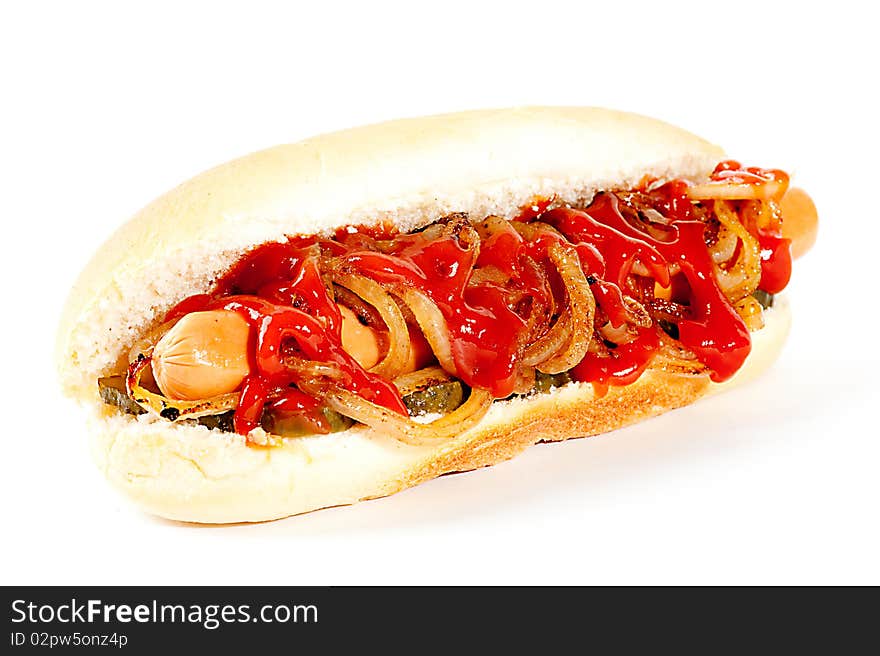 Hot dog with ketchup