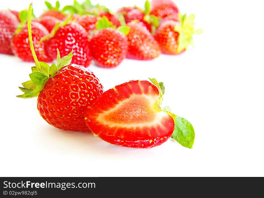 Strawberries isolated over white background