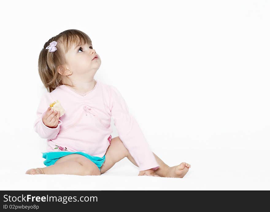 The Little Girl On A Light Background