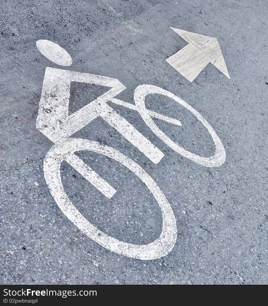 Bicycle sign on bicycle lane. Bicycle sign on bicycle lane