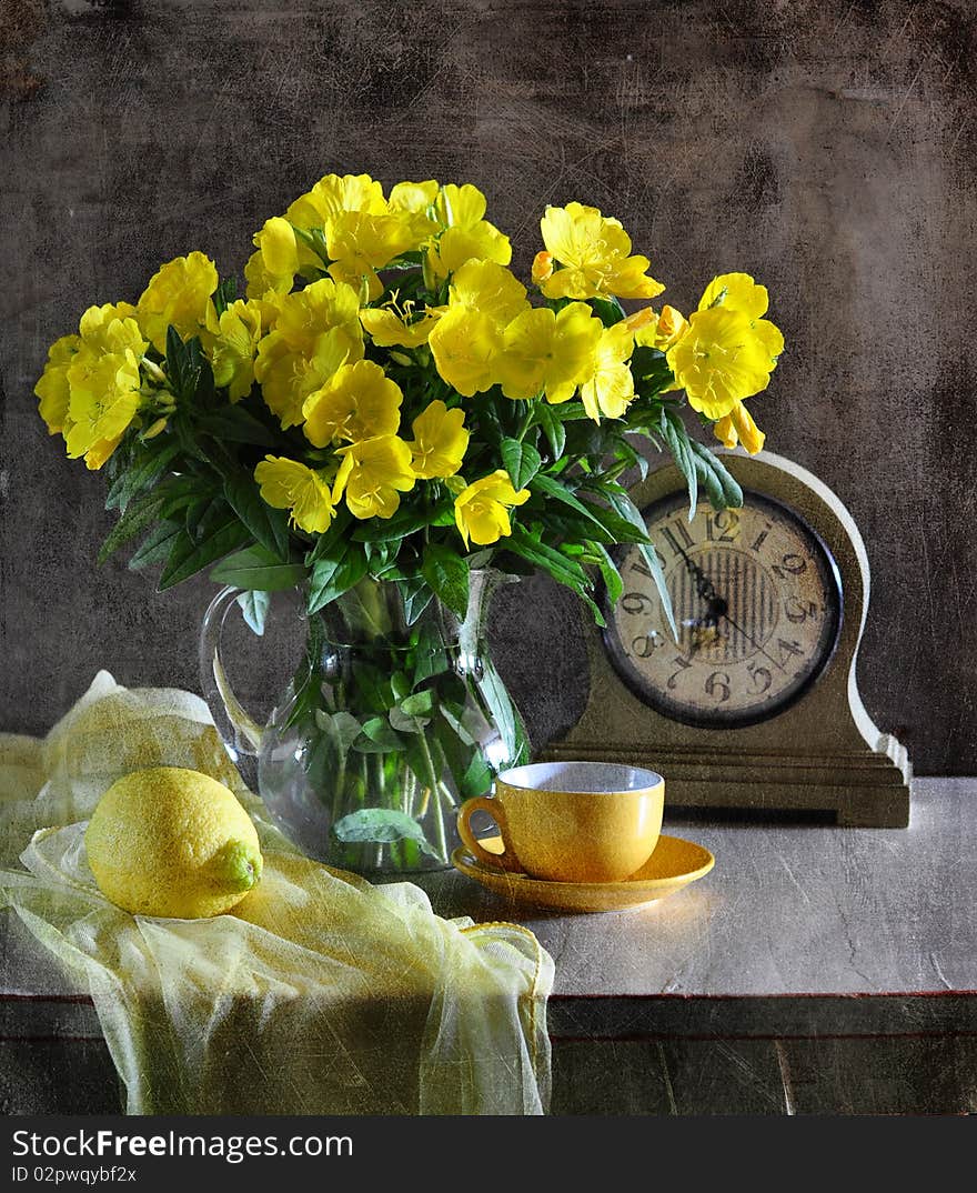 Still life with yellow flowers