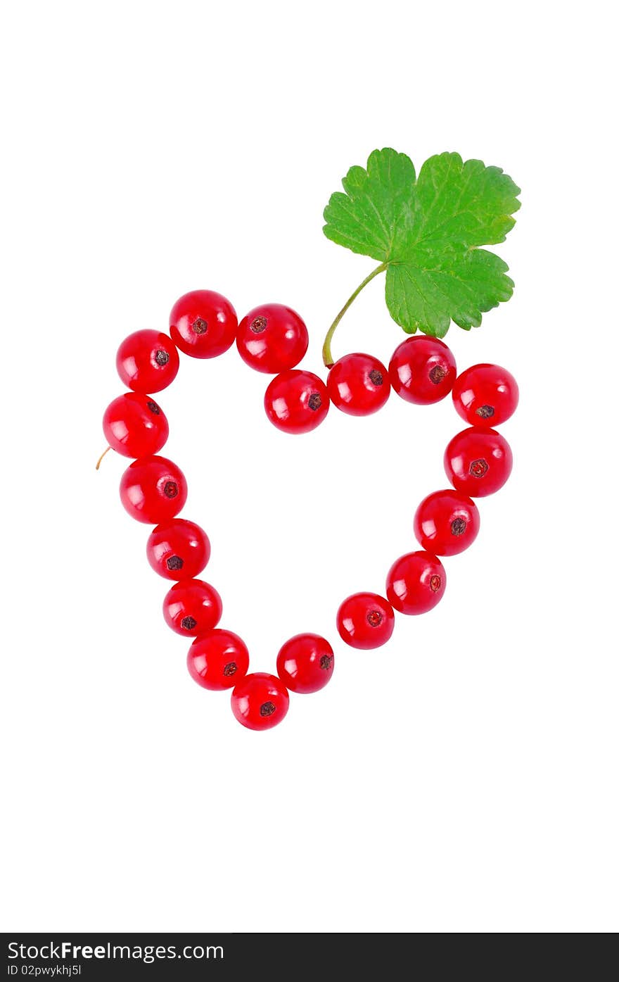 Heart of red currant on a white background, isolated