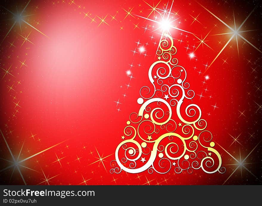 Elegant christmas card on red background