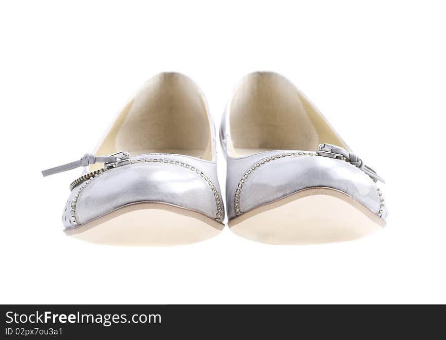 Pair of gray shoes on a white background