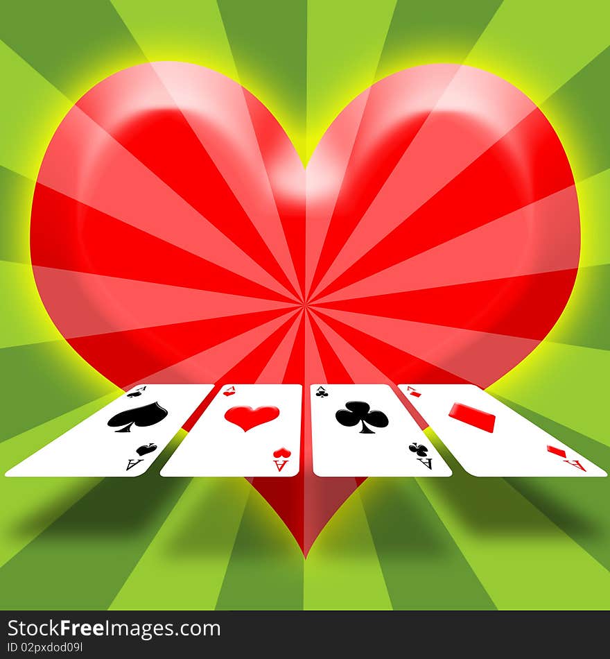 Illustration of 4 Aces - Gambling Card