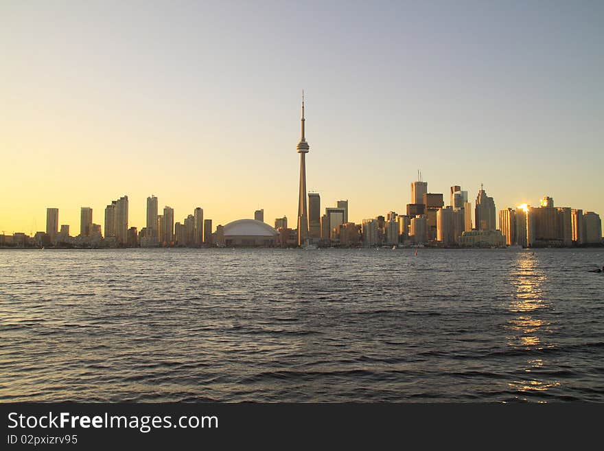 Nigh view of Toronto Cityscape from Central Island