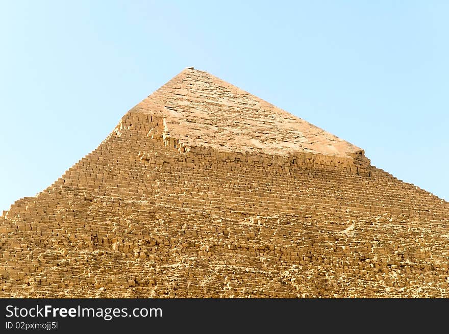 The view of top of Khafre pyramid of Giza, Egypt