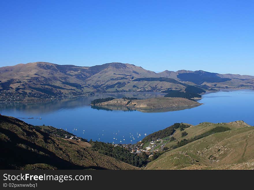 Looking over Lyttelton Harbour with Quail Island in the background. Looking over Lyttelton Harbour with Quail Island in the background.