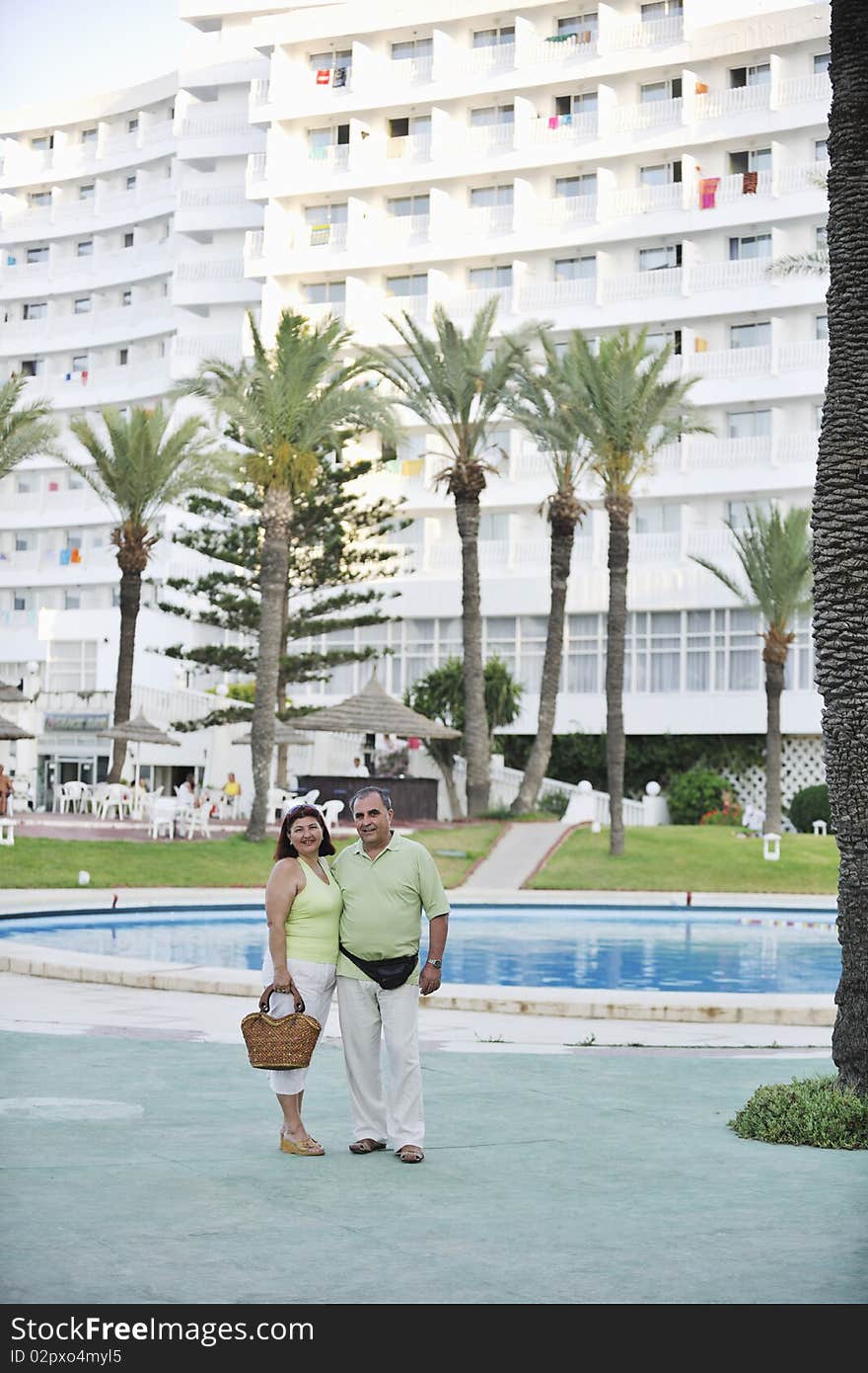 Happy seniors couple  on beach