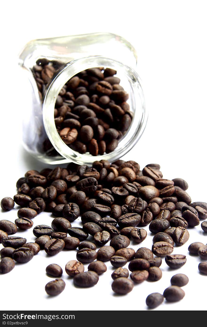 Coffee beans on a white background