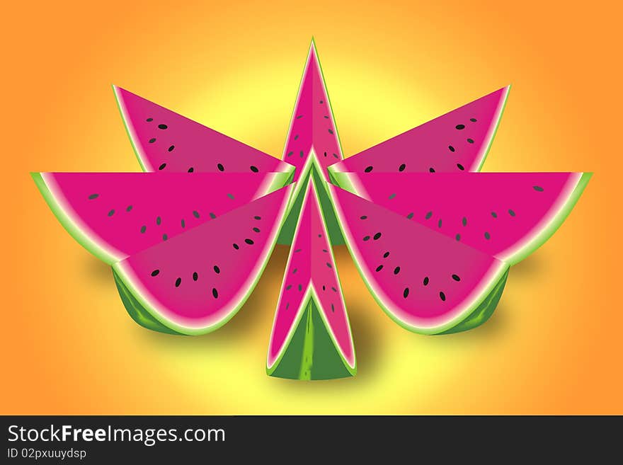 Slices of watermelon are shown in the picture. Slices of watermelon are shown in the picture.